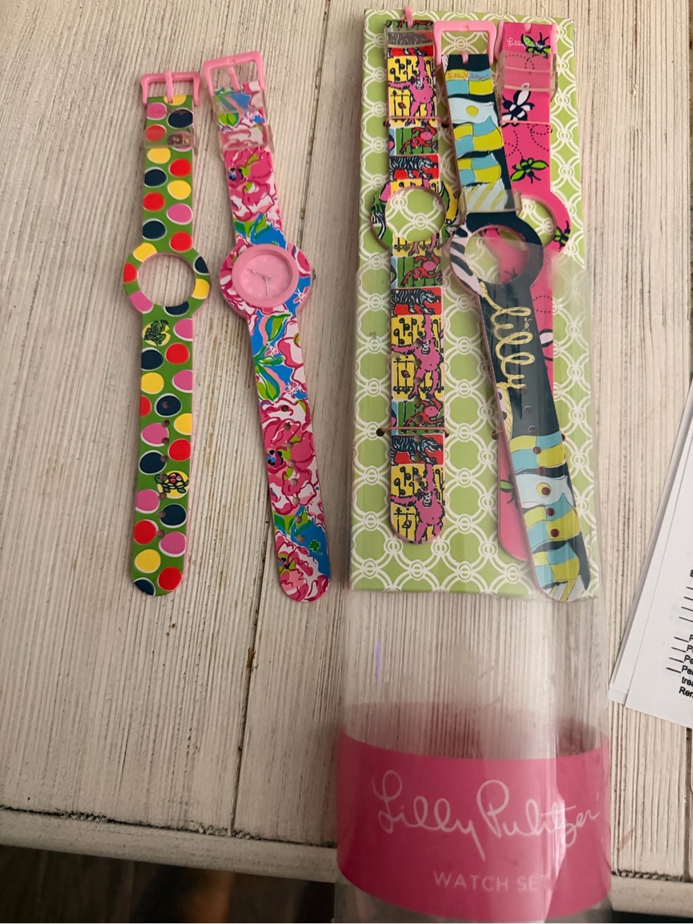 Lilly Pulitzer Kids Multicolor Interchangeable Strap Watch Set - Pink Accents